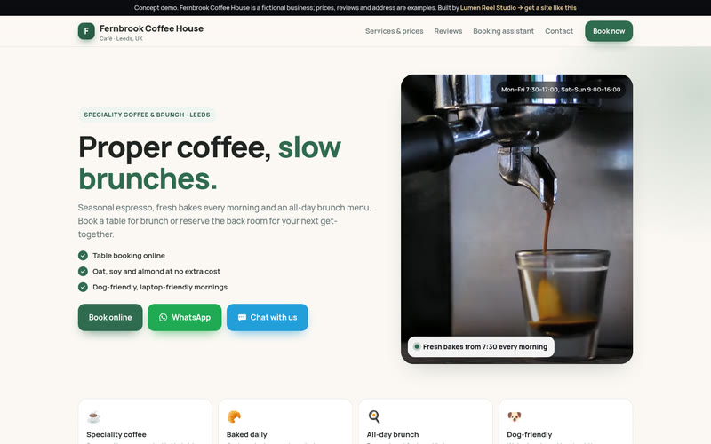 Fernbrook Coffee House · UK concept demo